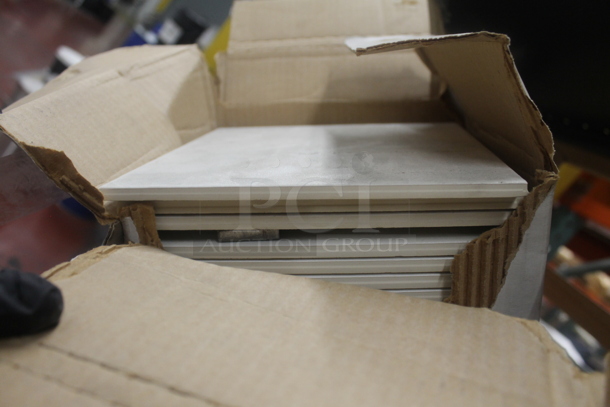 Gray Metal 6 Tier Shelving Unit w/ Contents Including Tiles and Metal Tins. BUYER MUST REMOVE. - Image 2 of 7