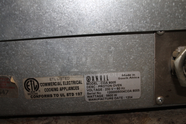 Anvil COA 8005 Stainless Steel Commercial Electric Powered Convection Oven w/ View Through Door, Metal Oven Rack and Thermostatic Controls. 230 Volts, 1 Phase. - Image 8 of 10