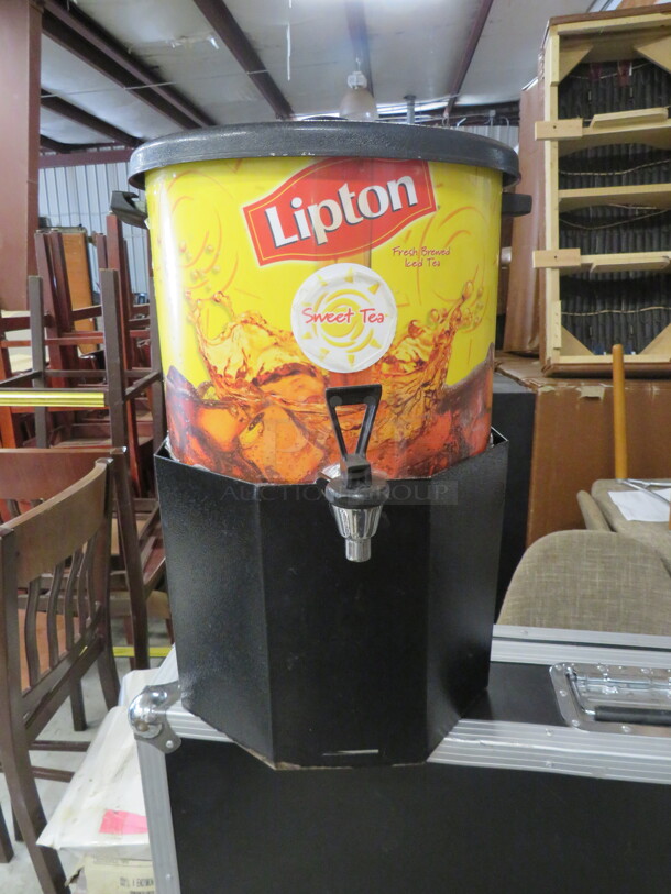 One Stainless Steel Tea Satellite With Metal Stand, Lid And Spigot.  - Image 1 of 2