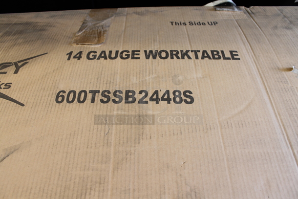 BRAND NEW IN BOX! Regency 600TSSB2448S Stainless Steel 14 Gauge Worktable w/ Back Splash and Under Shelf. - Image 5 of 8