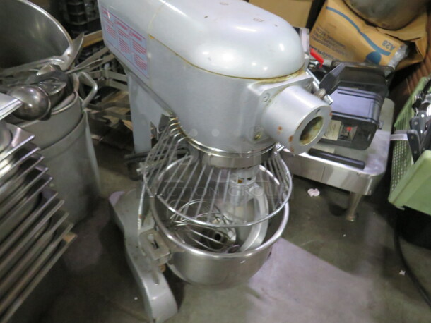 One WORKING Omcan 10 Quart Planetary Mixer With Guard, Bowl, Hook And Whip. Model# VFM10B. 450 Watt. 110 Volt. $2799.00 - Image 2 of 4