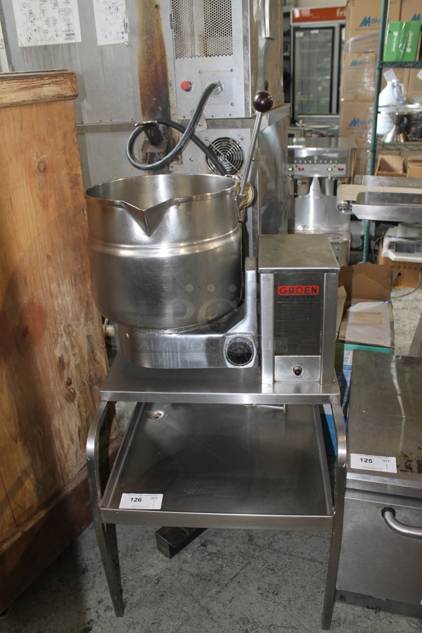 Groen TDB/4-20 Stainless Steel Commercial Countertop Electric Powered 40 Quart Tilting Steam Kettle on Equipment Stand. 208 Volts, 3 Phase. - Image 1 of 9