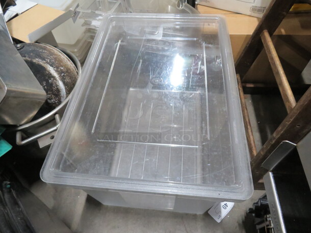 One 21.5 Gallon Food Storage Container With Lid.