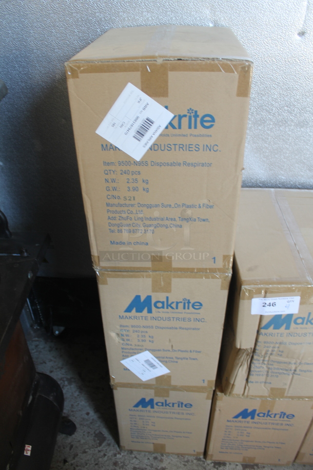 3 BRAND NEW! Boxes of 240 Makrite 9500-N95S Disposable Respirator. 3 Times Your Bid!
