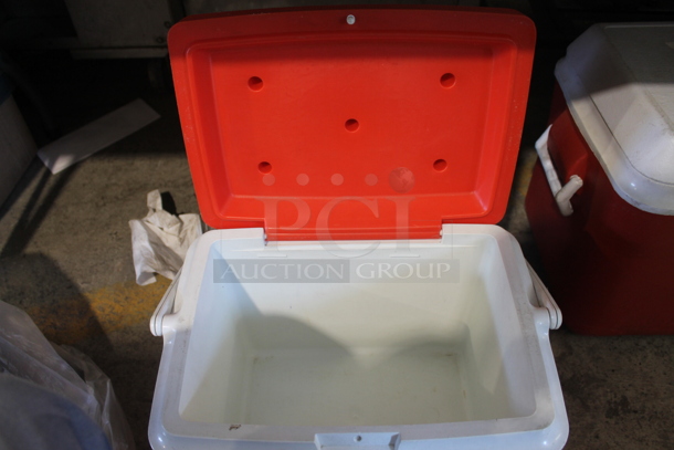 2 Various White and Red Poly Coolers. 17x12x13.5, 24x14x16. 2 Times Your Bid! - Image 5 of 7