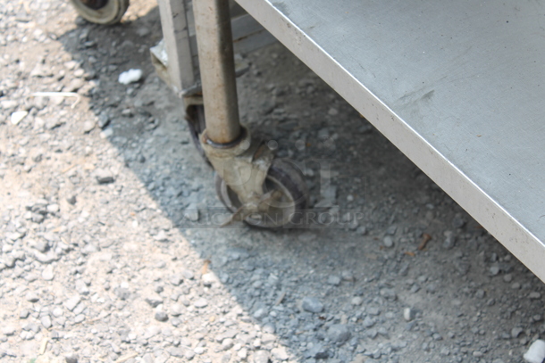 Stainless Steel Commercial Table w/ Commercial Can Opener Mount and Under Shelf on Commercial Casters. - Image 4 of 4