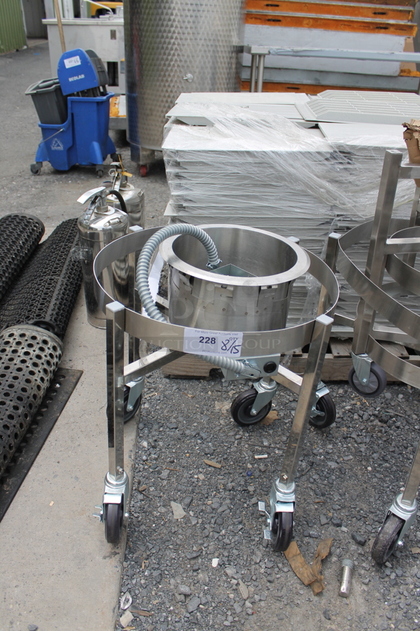 Stainless Steel Stock Pot Dolly on Commercial Casters w/ Cylindrical Warming Drop In Bay. - Image 1 of 3