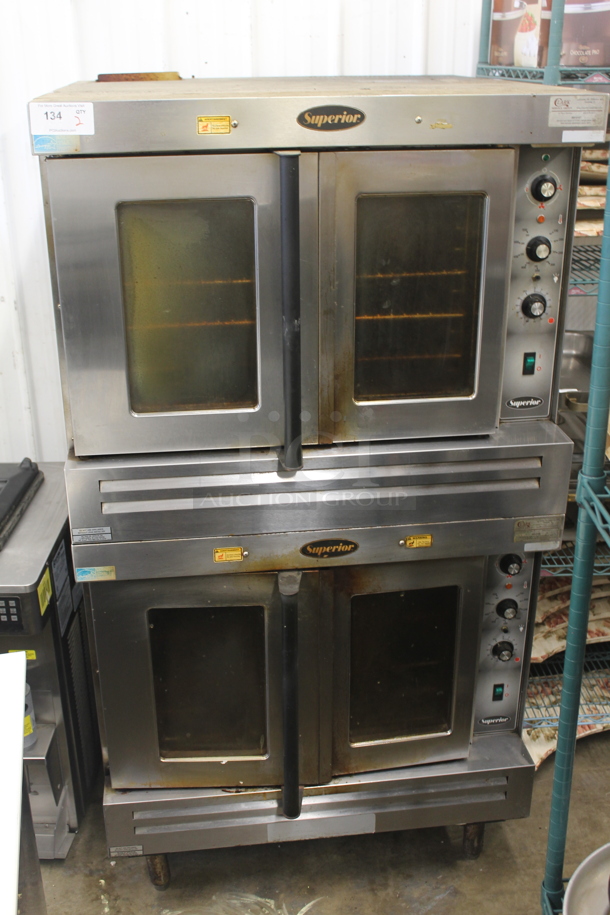 2 Tri-Star Superior GDCO-G1 Stainless Steel Commercial Natural Gas Powered Full Size Convection Ovens w/ View Through Doors, Metal Oven Racks and Thermostatic Controls. 2 Times Your Bid!