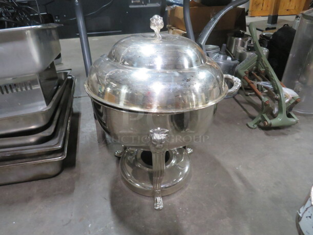 One Round Chafer With Lid And Lions Head Legs. - Image 1 of 3