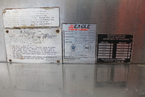 Eagle Stainless Steel Commercial Gas Powered 4 Well Steam Table w/ Cutting Board and Under Shelf. - Image 4 of 8