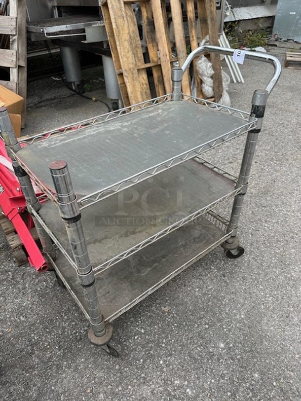 One Metro Cart With 3 Shelves On Casters. 30X18X33 - Image 1 of 1
