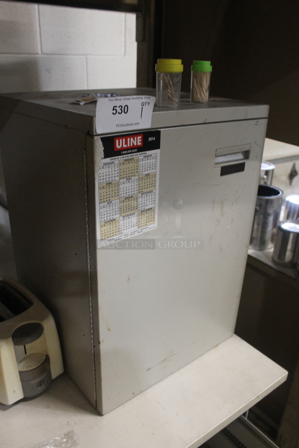 Gray Metal Single Door Cabinet w/ Contents.  - Image 2 of 4