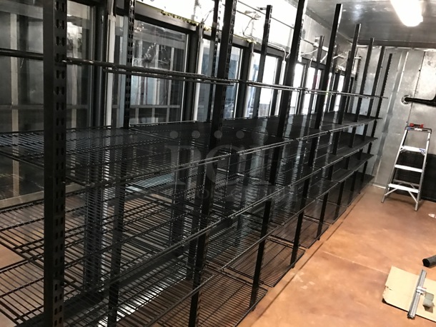 HUGE! 8 Door Walk In Merchandising Cooler w/ 2 Turbo Air ADR136AX 115 Volt 1 Phase Fans and 1 Copeland Compressor 115 Volts 1 Phase and Black Rack System - Image 12 of 12