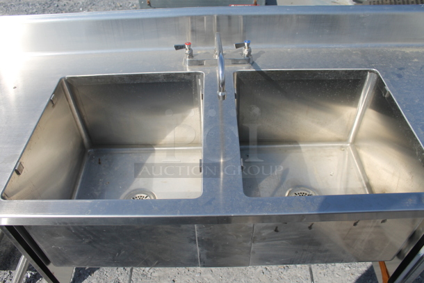 BRAND NEW! ACS FAB LLC Stainless Steel Commercial Table w/ 2 Sink Basins, Faucet, Handles, Back Splash and Under Shelf. - Image 4 of 5