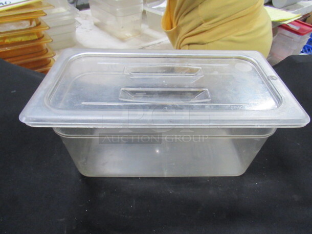 1/3 Size 6 Inch Deep Food Storage Container With Lid. 3XBID