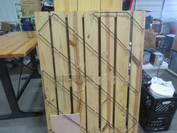 One Wooden Display Board With Bungee Cords. 43X57