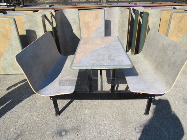 One Molded Booth/Table With Grey/Brown Laminate Table And Grey Single Seats. 46X62X36 - Image 2 of 3