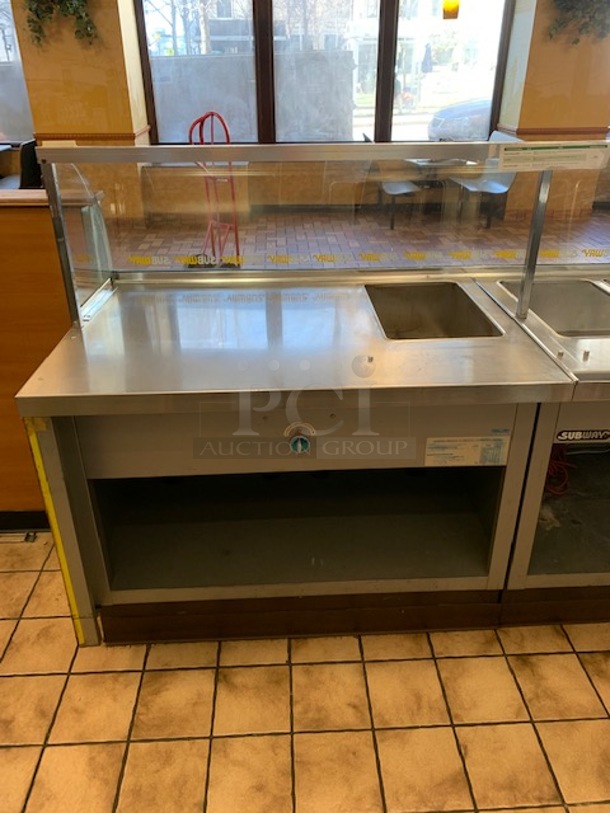 One Duke Stainless Steel Table With 1 Heated Well And Under Storage. 120 Volt. 500 Watt. 48X33.5X37.5