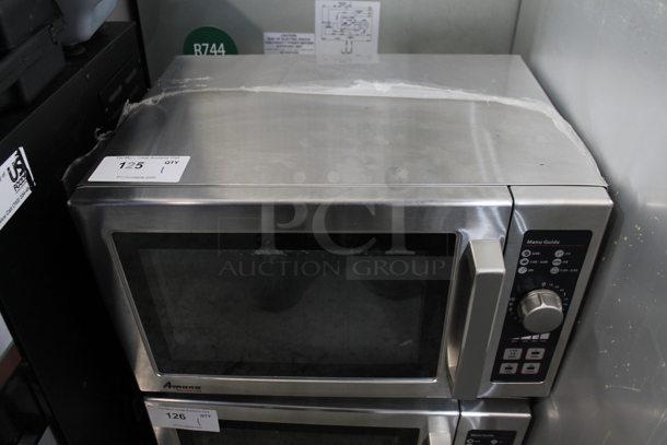 2014 Amana RCS10DSE Stainless Steel Commercial Countertop Microwave Oven. 120 Volts, 1 Phase. 