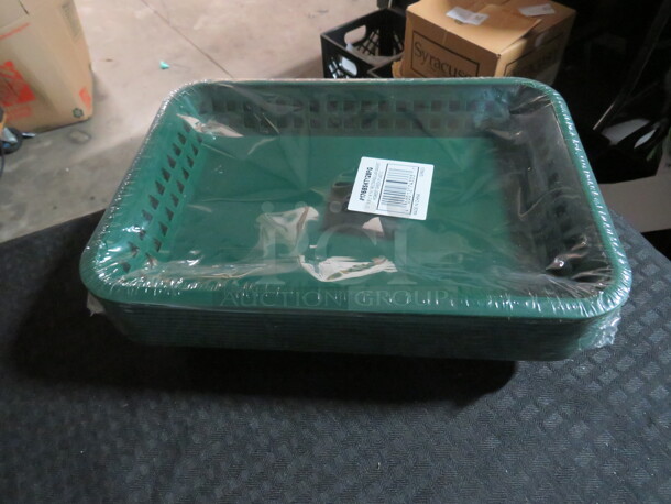 One Lot Of 24 NEW Green 12X8.5 Fast Food Baskets.
