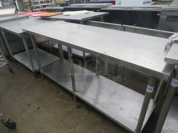One Stainless Steel Table With SS Under Shelf. 72X24X34