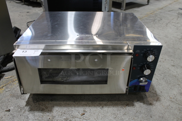 BRAND NEW SCRATCH AND DENT! 2023 Hoocoo CMO-1 Stainless Steel Commercial Countertop Electric Powered Pizza Oven w/ Cooking Stone. 120 Volts, 1 Phase. Tested and Working!
