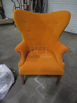 VINTAGE Orange Cushioned Chair. 2XBID