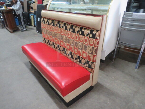 One Single Sided Booth With Red Cushioned Seat And Multi Color Back. 60.5X26X45.5 - Image 2 of 3