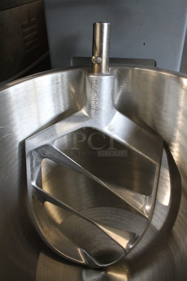 Varimlxer W60 Metal Commercial Floor Style 60 Quart Planetary Dough Mixer w/Stainless Steel Mixing Bowl, Bowl Guard and Paddle Attachment. 208 Volts, 3 Phase.  - Image 11 of 11