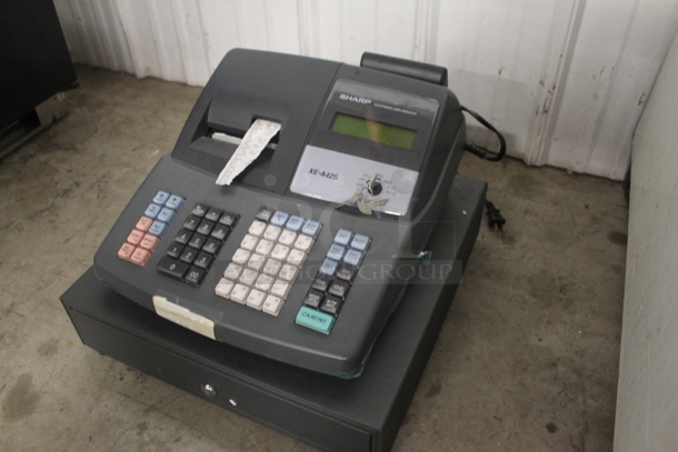 IN ORIGINAL BOX! Sharp XE-A42S Metal Countertop Electronic Cash Register w/ Key. - Image 3 of 5