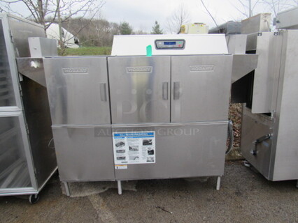 One Hobart Dishwasher. Model# CLPS66E. 480 Volt. 3 Phase. 86X30X64