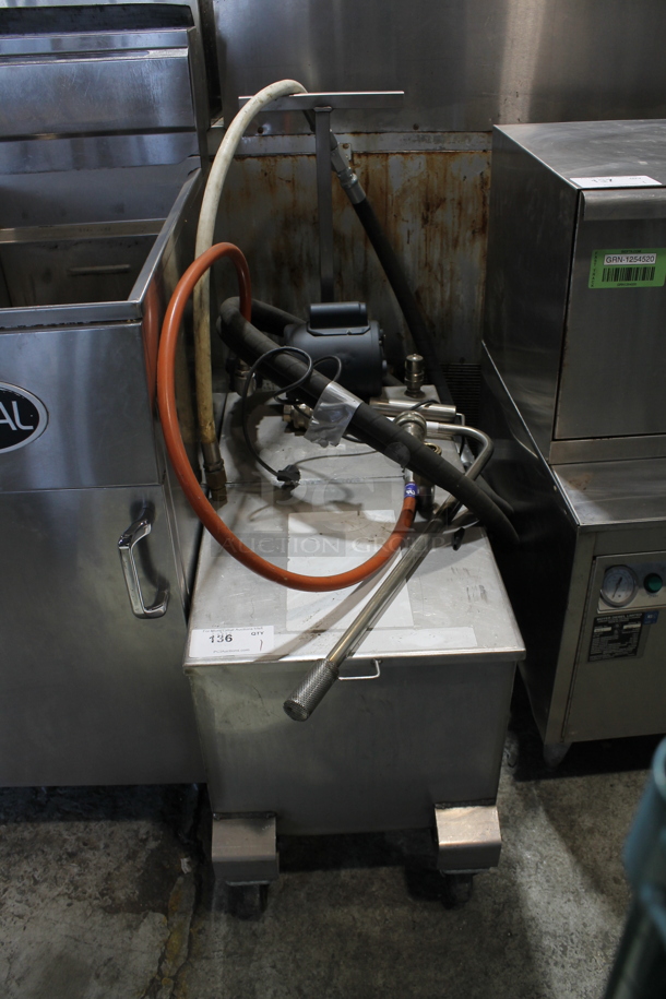 Stainless Steel Commercial Portable Oil Filter on Commercial Casters.  - Image 1 of 6
