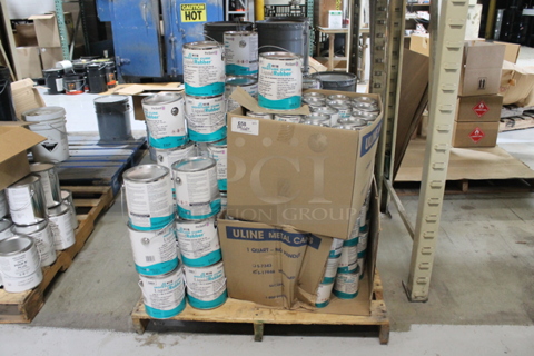 ALL ONE MONEY! PALLET LOT of Various Items Including Liquid Rubber. BUYER MUST REMOVE.