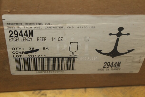 NEW IN BOX! 2 Boxes (1 Box 21 Count And 1 box 36 Count) Anchor Hocking Excellency 14oz Beer Glasses. 57x Your Bid!  - Image 2 of 2
