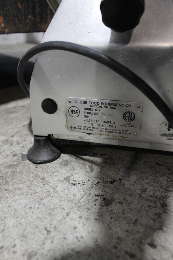 Globe C12 Stainless Steel Commercial Countertop Meat Slicer. 115 Volts, 1 Phase. Tested and Powers On But Parts Do Not Move - Image 4 of 4
