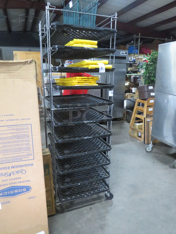 One Bread Rack With 11 Bread Trays On Casters. 23X28X75.5