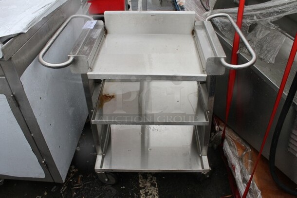 Stainless Steel Commercial 3 Tier Cart w/ Handles on Commercial Casters. 