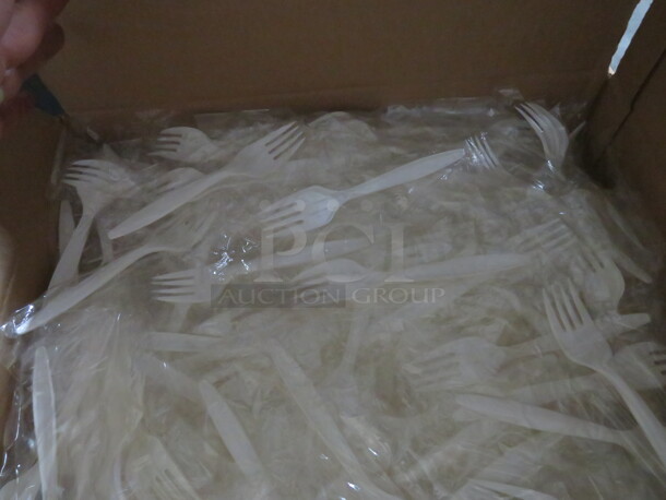 One Box Of NEW 1000ct Individually Wrapped Forks.