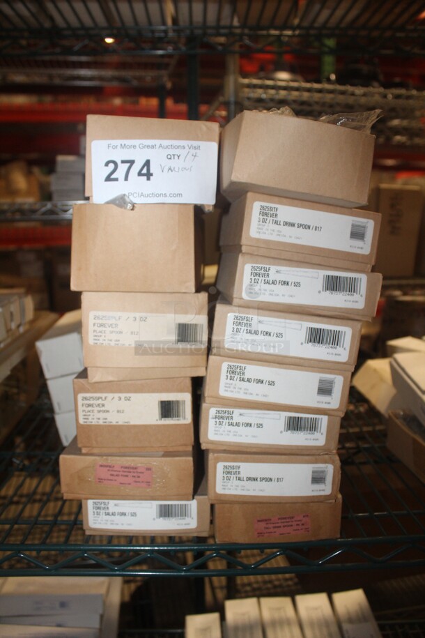 NEW IN BOX! 14 Boxes (24 Count Each) Oneida Forever Spoons, Forks, And Knives. 14X Your Bid!  - Image 2 of 5