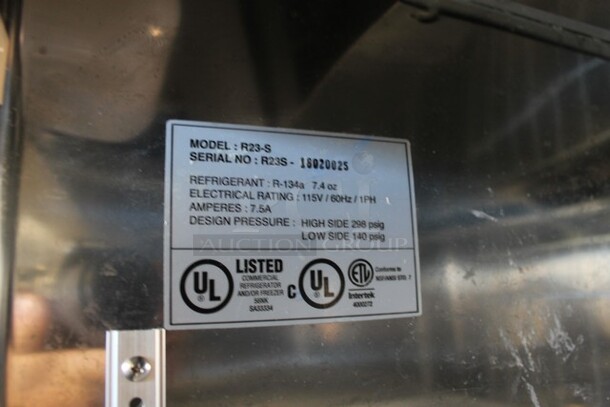 Master-Bilt R23-S Stainless Steel Commercial Single Door Reach In Cooler w/ Poly Coated Racks on Commercial Casters. 115 Volts, 1 Phase. Tested and Powers On But Does Not Get Cold - Image 4 of 5