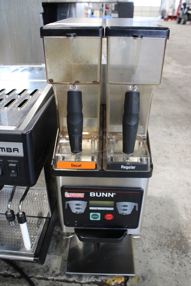 2016 Bunn Model MHG Stainless Steel Commercial Countertop 2 Hopper Coffee Bean Grinder. 120 Volts, 1 Phase. 9x18x29. Tested and Working!