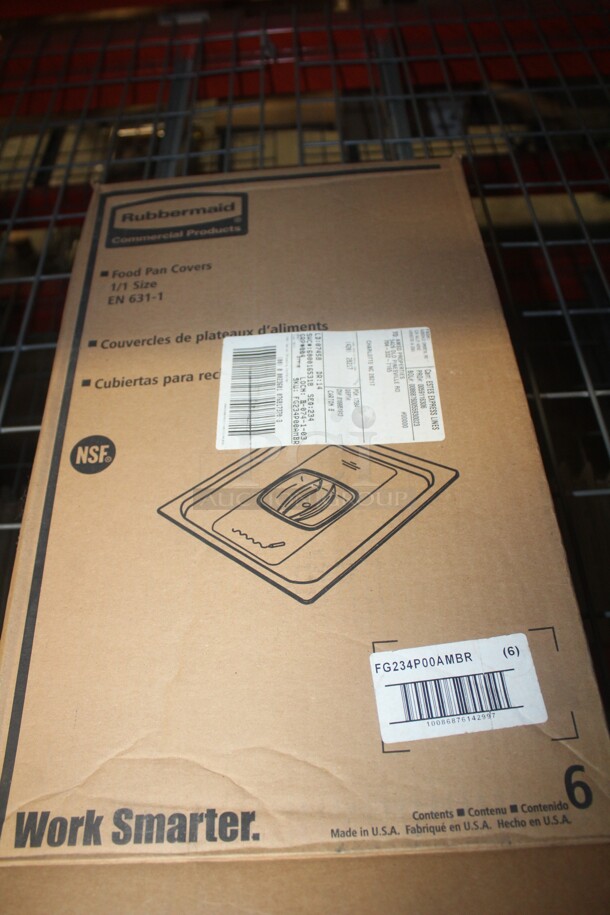NEW! 6 Rubbermaid Plastic Full Size Amber Pan Covers. 6X Your Bid!  - Image 2 of 2