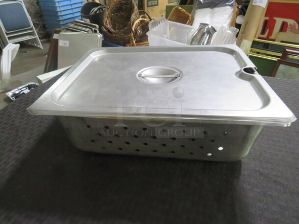 Half Size 4 Inch Deep Perforated Hotel Pan With Lid. 