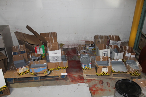 ALL ONE MONEY! TWO PALLET LOT of Various Cardboard Boxes. BUYER MUST REMOVE.