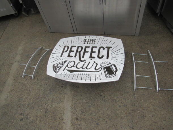 One ALUMINUM Wall Hanging Cutout Sign, THE PERFECT PAIR. 35.5X27.5 - Image 4 of 4