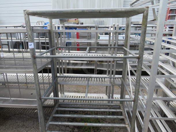 One Metal Shelving System. 42X26X64.5