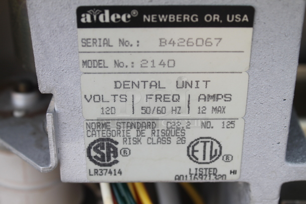 Aidee 2140 Metal Commercial Floor Style Dental Chair. 120 Volts, 1 Phase.  - Image 9 of 9
