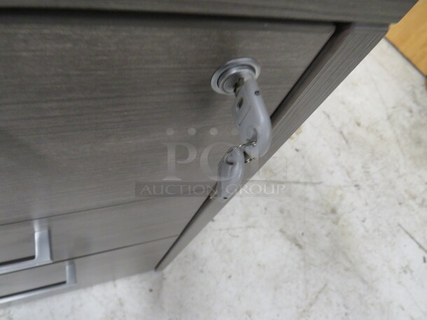 One Gray Desk With 3 Drawers With Key. 47X30X29.5 - Image 2 of 3