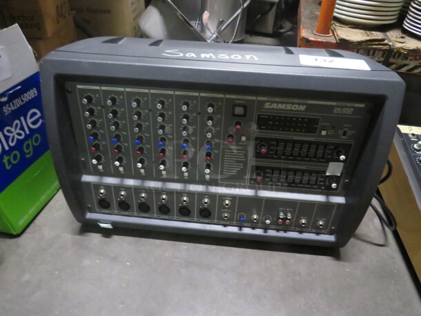 One Samson 600 Watt Powered Mixer. Model# XM610. 