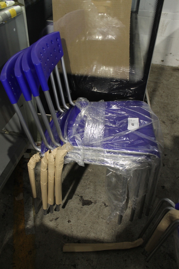 4 BRAND NEW! Blue Poly Dining Height Chairs w/ Metal Frame. Stock Picture - Cosmetic Condition May Vary. 4 Times Your Bid! - Image 2 of 6